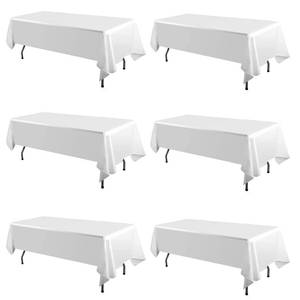 lot 37476 image: Yabool White Table Cloth Rectangle, 60 x 102 Inch Polyester Table Cloth for 6 Foot Rectangle Tables, Wrinkle Resistant Washable Polyester Table Cover for Buffet Parties and Camping (6Packs)