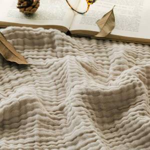 lot 37480 image: EMME Cotton Bed Blanket Soft Muslin Throw Blanket 55x75 Lightweight Soft Breathable Throw Blanket All Season Gauze Blanket, Light Tan