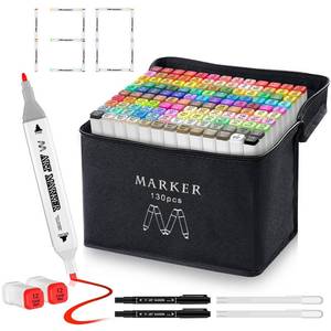 lot 37504 image: Banral 130 Colors Dual Tip Alcohol Based Markers, Twin Sketch Art Markers Set Pens for Artists Kids Adult Coloring Drawing Sketching Card Making Illustration, Premium Brush Markers with Case