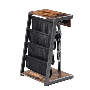 lot 37524 image: JOIN IRON Storage Bookshelf, Detachable Brochure Display Stand, Floor-Standing Magazine Rack with 4 Pockets, Newspaper Stand Easy to Move Easy to Assemble Compartments for Living Room (HRZZ230689)