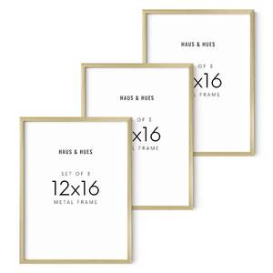lot 37525 image: HAUS AND HUES Gold Picture Frames 12x16 - Gold Gallery Wall Frame Set of 3, 12x16 Poster Frame, Gold Picture Frame Set for Paintings, Gold Frames for Gallery Wall Art, (Gold Aluminum Frames)