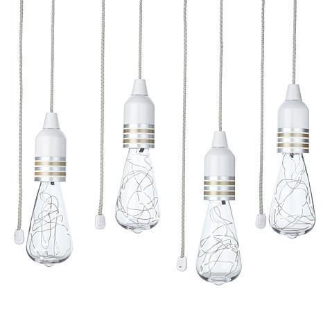 lot 169 image: Improvements 6 Pack IndoorOutdoor LED Pendant Pull Lights with Remote