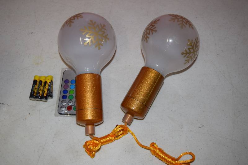 lot 167 image: Pair of IndoorOutdoor Hanging Bulbs with Remote Control