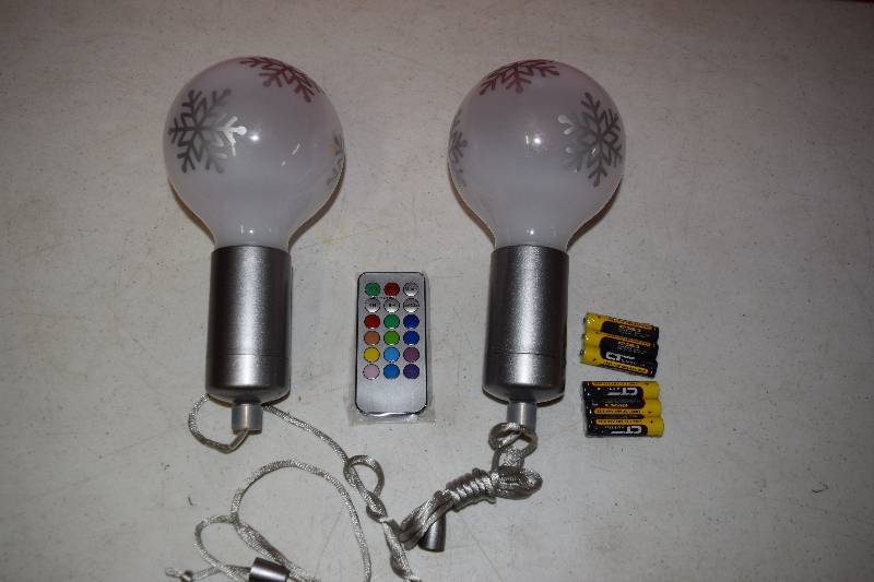 lot 168 image: Pair of IndoorOutdoor Hanging Bulbs with Remote Control