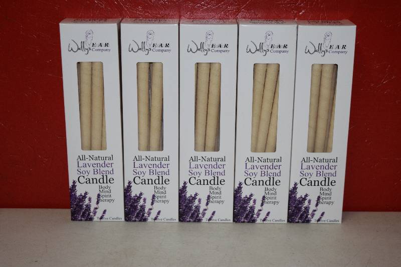 lot 197 image: 5 Boxes of 12 Wallys Lavender Soy Blend Candles