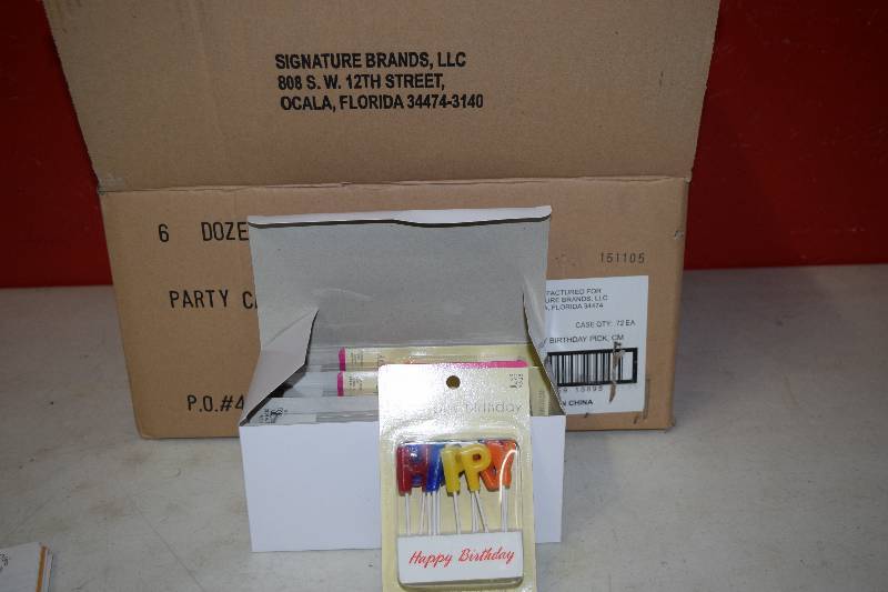 lot 222 image: 12 Boxes of 6 Packages of Cake Mate Happy Birthday Candles