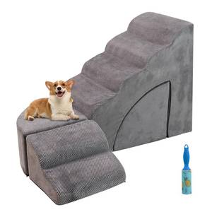 lot 1325 image: A.FATI 29 inch Dog Stairs for High Beds, Multifunctional L Shaped Pet Stairs, Adjusts to Either Side of Bed, Dog RampsSteps for Puppies, Old Pets, Non-Slip Sturdy Pet Stairs