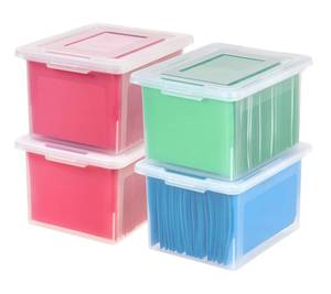 lot 1348 image: IRIS USA LetterLegal File Tote Box, 4 Pack, BPA-Free Plastic Storage Bin Tote Organizer with Durable and Secure Latching Lid, Stackable and Nestable, Clear