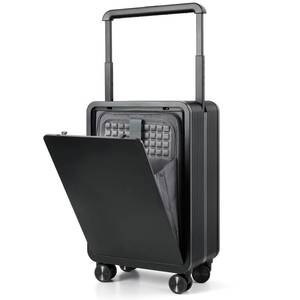 lot 1365 image: MRPLUM Front Opening Carry On Luggage Airline Approved,Wide Handle Rolling Travel No Zipper Suitcase PC Hardshell with Silent Spinner Wheels&TSA Lock for Business Travel,20inch,Black