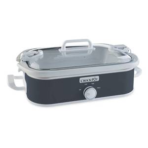 lot 2159 image: Crock-Pot Small 3.5 Quart Casserole Manual Slow Cooker and Food Warmer, Charcoal