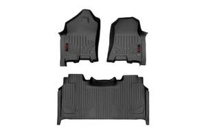 lot 2160 image: Rough Country Floor Mats for 2019-2022 Ram 1500  Crew Cab - M-31422, Black, Bucket Seats