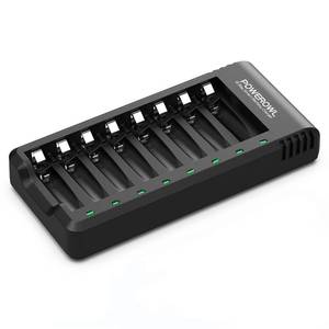 lot 2168 image: POWEROWL 8 Bay AA AAA Battery Charger, USB High-Speed Charging, Independent Slot, for Ni-MH Ni-CD Rechargeable Batteries, No Adapter