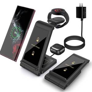 lot 2171 image: Wireless Charger for Samsung, VNBBT 3 in 1 Fast Charging Station Foldable Dock Compatible with Samsung Galaxy S23 UltraS22S21S20,Note2010, Galaxy Watch 543Active 21LTE, BudsLive. (Black)