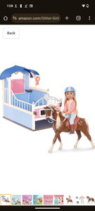 lot 2175 image: Glitter Girls �� Milla & Milkyway, GG Horse Stable �� 14-inch Doll & Playset �� Equestrian Bundle �� Blonde Hair & Blue Eyes, Blonde Mane �� Doll, Horse, Stable Set �� 3 Years 