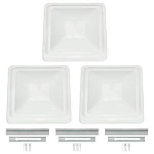 lot 2181 image: HECASA 3pcs 14 RV Roof Vent Cover Compatible with Ventline Previous to 2008 and Elixir Vents Starting 1994 PP Vent Lid Polycarbonate White