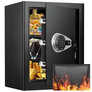 lot 2183 image: 2.5 Cu ft Home Safe Fireproof Waterproof, Fireproof Safe Box with Fireproof Document Bag, Touch Combination Lock and Removable Shelf, Fire Proof Safe Box for Home Important Documents Valuables