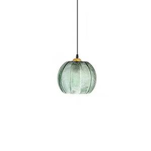 lot 3142 image: Raincaty Modern Pendant Light Glass Lamp Shade Pendant Lighting for Kitchen Farmhouse Green Striped Lighting Fixtures (5.9 Inches)