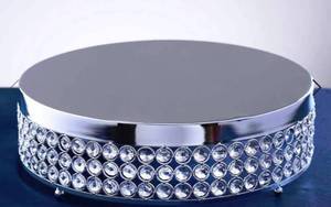 lot 3152 image: Silver Crystal Beaded Metal Cake Stand Pedestal, Cupcake Display, Dessert Riser