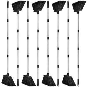 lot 3160 image: 10 Pack Heavy Duty Broom Bulk, Outdoor Indoor Broom Commercial Angle Broom with Adjustable Long Handle Stiff Bristles Broom with 47 Inch Broomstick for Home Kitchen Office Patio Lobby Floor Sweeping