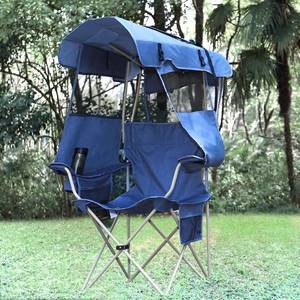 lot 3167 image: Huskfirm Camping Chair with Canopy Shade,Portable Folding Chair with UPF 50 Sun Shade,Cup Holder,Side Pocket,Soccer Chair Adults for Camp,Beach,Outdoor Sports-Support 330 LBS Blue - Retail $82.59