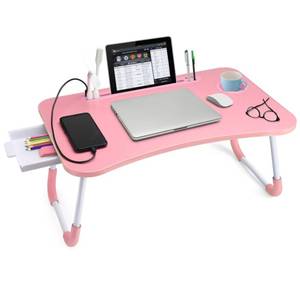lot 3181 image: Slendor Laptop Desk Laptop Bed Stand Foldable Laptop Table Folding Breakfast Tray Portable Lap Standing Desk Reading and Writing Holder with Drawer for Bed Couch Sofa Floor