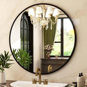 lot 3183 image: HARRITPURE Round Mirror 19.6 Black Wall Mounted Circle Mirrors Vanity Mirror with Brushed Aluminum Alloy Frame Modern Decoration for Bathroom, Living Room, Vanity, Bedroom, Entryway