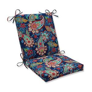 lot 3196 image: Pillow Perfect Paisley IndoorOutdoor Solid Back 1 Piece Square Corner Chair Cushion with Ties, Deep Seat, Weather, and Fade Resistant, 36.5 x 18, BlueGreen Party,