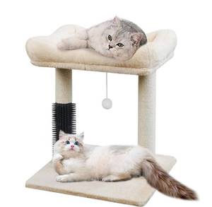 lot 3198 image: Cat Scratching Post for Indoor Cats��4 in1 Cat Tree Tower 21 Tall Small Natural Sisal Scratcher Posts Bed Featuring with Wide Soft Top Perch, Dangling Ball Toy and Self-Grooming Brush for Kittens