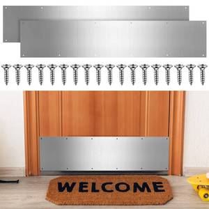 lot 3204 image: 8 x 36 Inches Door Kick Plate for Exterior Doors Suitable for 36 Inch Doors Aluminum Kick Plates with Screws for Wood Metal InteriorExterior Anti Scratch Door Protection (2 Sets)