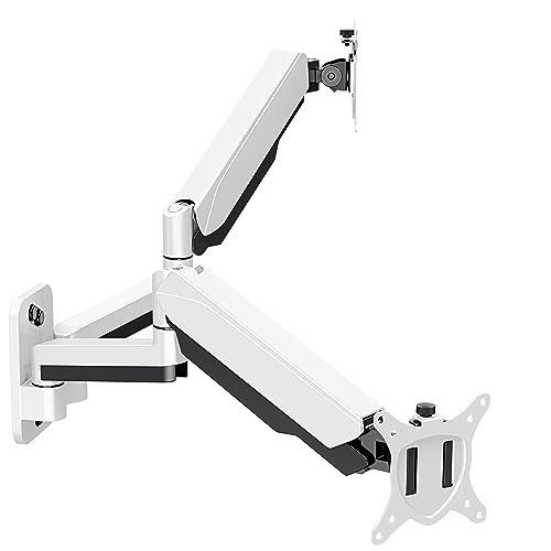 lot 2000 image: MOUNT PRO Dual Monitor Wall Mount for 13 to 32 Inch Computer Screens, Gas Spring Wall Monitor Arm for 2 Monitors, Each Holds Up to 17.6lbs, Adjustable Wall Monitor Mount with VESA 75x75100x100, White