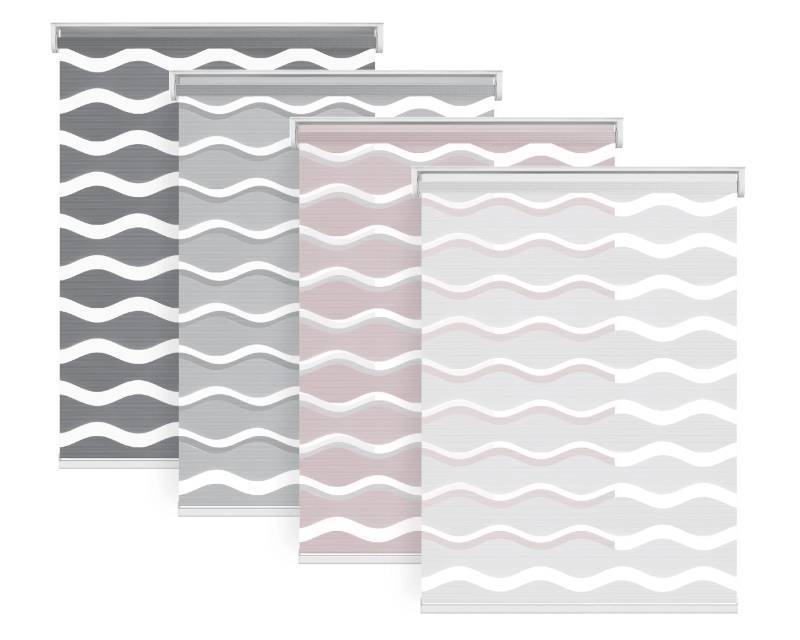 lot 4901 image: LazBlinds No Tools No Drill Cordless Dual Layer Zebra Blinds for Windows, Light Filtering Privacy Roller Shades for Day and Night - Fit for Windows Size 38 W x 72 H, Rose