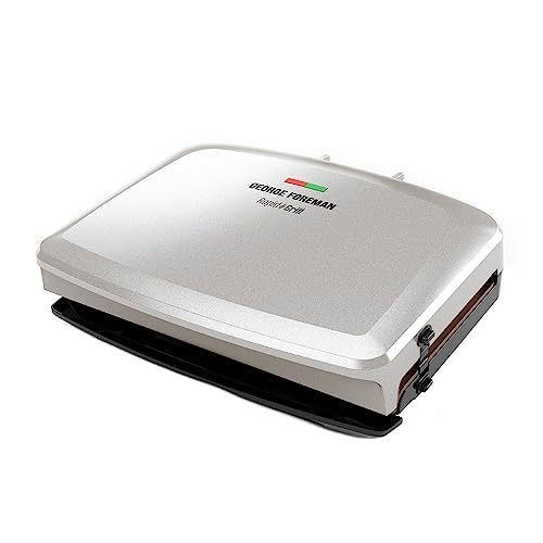 lot 2724 image: George Foreman 5-Serving Removable Plate Electric Indoor Grill and Panini Press - White Gold with Bronze Plates