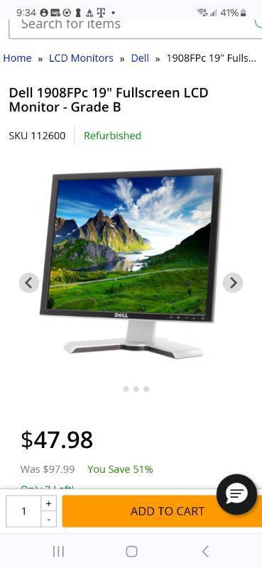 lot 1043 image: Dell 1908FPc 19 Fullscreen LCD Monitor - Grade B