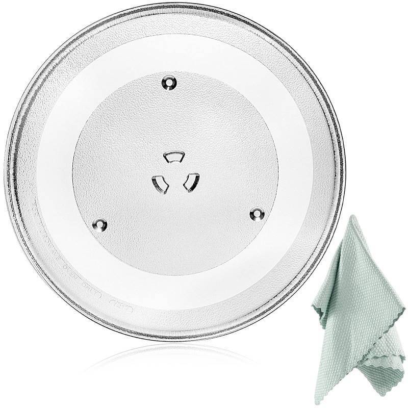 lot 2808 image: 13.5 Microwave Glass Turntable Plate Replacement for GE Hotpoint Microwave Glass Plate - Replace Microwave Glass Tray # WB39X10032 JVM3160DF1BB JVM3160DF1CC JVM3160DF1WW (With Duster Cloth)