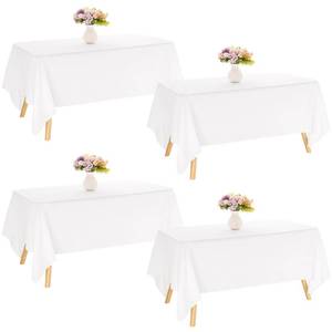 lot 1576 image: JALANCY 4 Pack Rectangle Tablecloth 90x156Inch White Table Cloth for Rectangle Tables Washable Polyester Table Cover for Wedding Dining Table Buffet Parties Banquet Decoration��White��