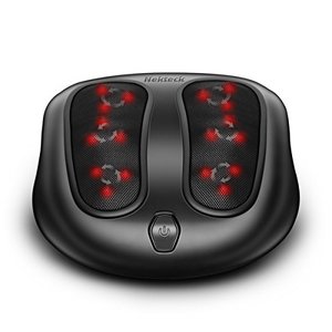 lot 1590 image: Nekteck Foot Massager with Heat, Shiatsu Heated Electric Kneading Foot Massager Machine for Plantar Fasciitis, Built-in Infrared Heat Function and Power Cord (Black)