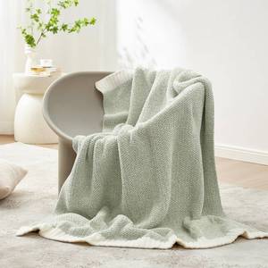 lot 1596 image: Snuggle Sac Heather Sage Green Throw Blanket for Couch, Reversible Super Soft Knitted Blankets Warm Cozy Fuzzy Throws for Sofa, Bed, Camping, Sage Green, 50x60 inches