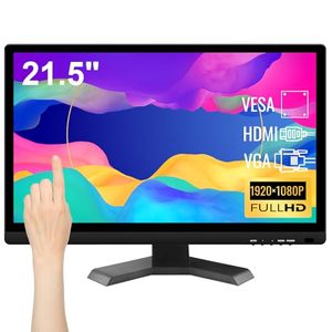 lot 1606 image: Pisichen Touchscreen Monitor 21.5 Inch Full HD 1920x1080P 10-Point Multi Touch Screen PC Monitor with HDMI VGA USB Port, Built-in Speakers