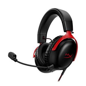 lot 1607 image: HyperX Cloud III �� Wired Gaming Headset, PC, PS5, Xbox Series XS, Angled 53mm Drivers, DTS Spatial Audio, Memory Foam, Durable Frame, Ultra-Clear 10mm Mic, USB-C, USB-A, 3.5mm �� BlackRed