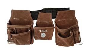 lot 1608 image: Zeluga 20-119 11 Pocket Rigger Heavy Duty Leather Tool Bag Kit, Brown