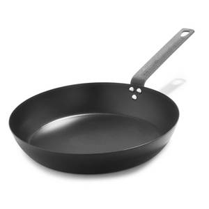 lot 1615 image: Merten & Storck Pre-Seasoned Carbon Steel 12 Frying Pan Skillet, Cast Iron Lightweight, Durable, Sear Grill Broil Fry, Indoor Outdoor Cooking, Easy to Clean, Oven Safe, Induction, Steel Handle, Black One Piece