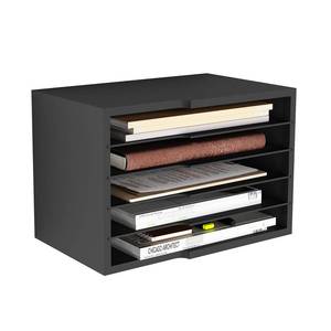 lot 1616 image: LAPTAIN Desktop File Sorter with 4 Adjustable Shelves for Home and Office, Paper Letter Tray Organizer Wall Mount, Black