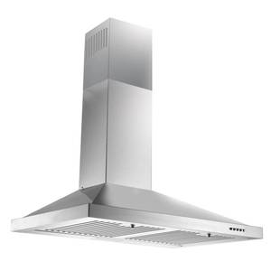 lot 2380 image: Zomagas 24 Inch Range Hood, Wall Mount Vent Hood in Stainless Steel with DuctedDuctless Convertible Duct, 3 Speed Exhaust Fan, Energy Saving LED Light, Push Button Control, 2 Pcs Baffle Filters