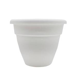 lot 2381 image: The HC Companies 14 Inch Caribbean Planter - Lightweight Indoor Outdoor Plastic Plant Pot for Herbs and Flowers, White
