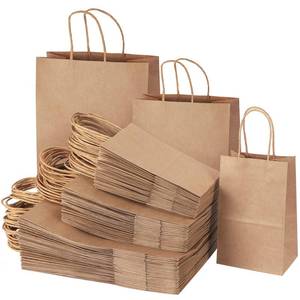 lot 2382 image: TOMNK 120pcs Brown Paper Bags with Handles Assorted Sizes Mixed Sizes Bulk Kraft Paper Gift Merchandise Bags for Business, Shopping, Retail