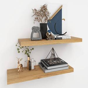 lot 2384 image: INHABIT UNION Oak Floating Shelves for Wall��24in Wall Mounted Display Ledge Shelves Perfect for Bedroom, Bathroom, Living Room and Kitchen Decoration Storage (Oak)