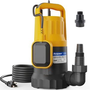 lot 2391 image: Acquaer 1HP Utility Pump 4345GPH Submersible Sump Pump with Automatic Float Switch, Water Removal for Hot Tub, Pools, Basements, Garden Pond