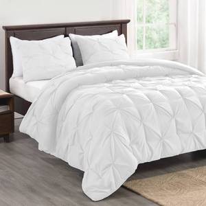lot 2392 image: Basic Beyond White King Size Comforter Set - Pinch Pleat King Comforter Set, Pintuck King Bed Comforter Set with Comforter & 2 Pillow Shams