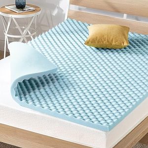 lot 2393 image: Best Price Mattress 2 Inch Egg Crate Memory Foam, Cooling Gel Infusion, Twin Mattress Topper, Blue (ECMF-GM2T)