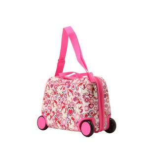 lot 2406 image: GinzaTravel Cute Childrens Luggage Sit and Ride Trolley Case 17-inch Universal Wheel Travel Case for Boys and Girls (Pink color)